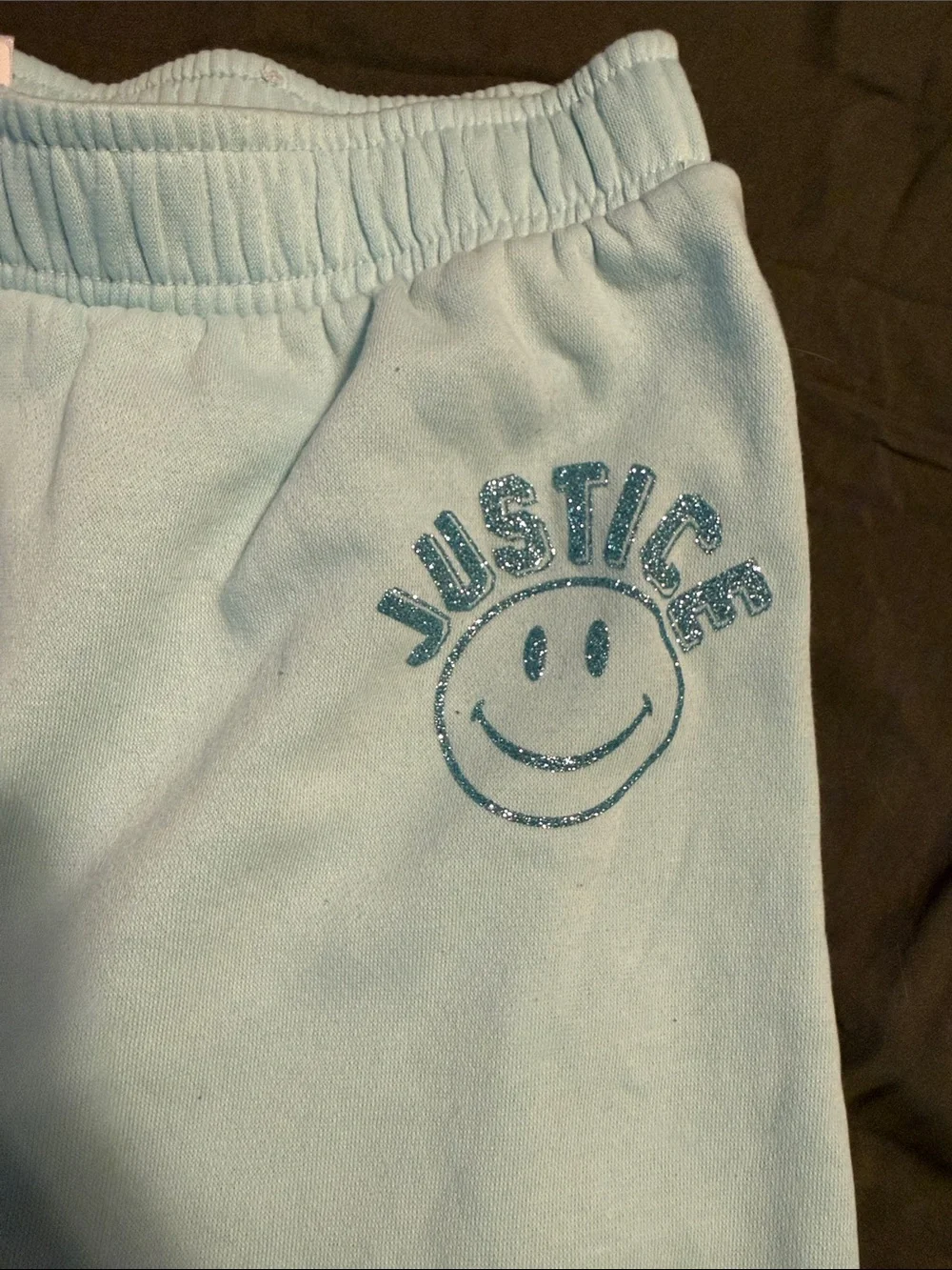 Justice Light Blue Girls' Sweatpants with Smile Logo